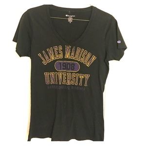 Black V-neck James Madison Graphic Tee Shirt Med